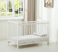 Cot Bed Crib with Aloe Vera Mattress Safety Rails Wooden Nursery Bed