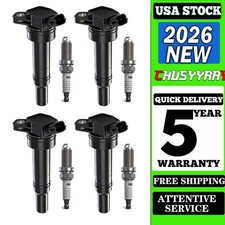 4 Ignition Coil 4 Spark Plug For Hyundai Tucson Elantra Kia Soul 2L 1.8L UF651