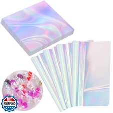 Prudiut 150 Pieces Cellophane Sheets Iridescent Cellophane Wrap Cellophane Gi