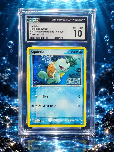 Squirtle 63/100 EX Crystal Guardians Reverse Holo CGC 10 Gem Mint 2006