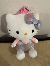 NEW Hello Kitty Holographic Pink Shiny Plush Backpack Cute Saniro 18in