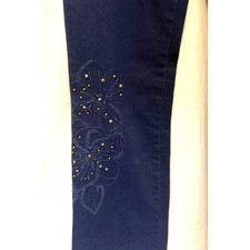 Cache Lillie Embroidery Nail head Jean Pant New Size 0/2 XS Stretch 128 NWT