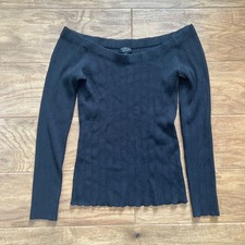 Rag Bone Kari Off The Shoulder Sweater Size L Black Ribbed Knit