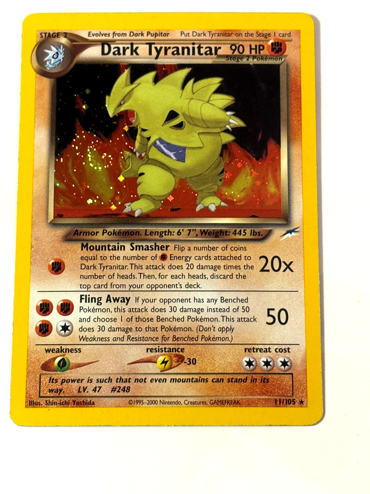 Dark Tyranitar Neo Destiny Holo Rare 11/105 Unlimited MP/HP Pokémon SWIRL Card