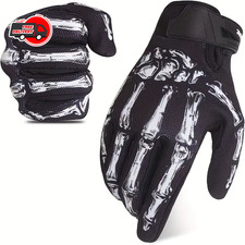 Biker Skeleton Bone Gloves Racing Cycling Motorcycle Mechanics Goth Full Finger