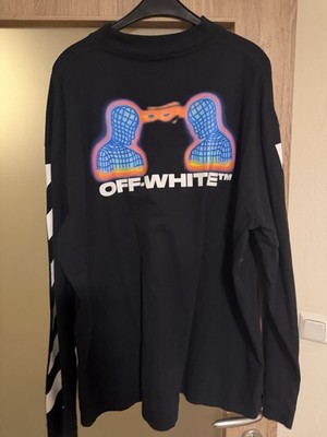 Off-White Longsleeve   Diagonal / Graphic Print   Größe L - Top Zustand
