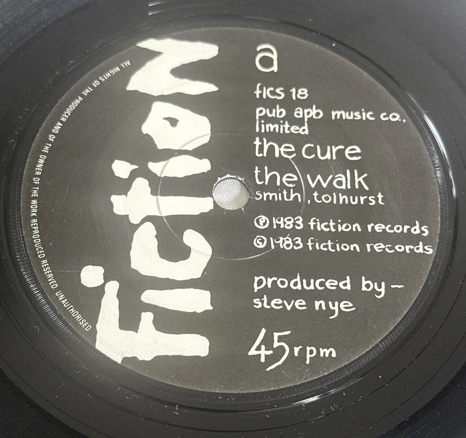 The Cure ~  The Walk ~ 7” Vinyl Record Paper Labels EX / M - Image 3 of 4