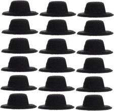 20Pcs Miniature Doll Hats, Mini Formal Hats Felt Black Top , Western Hat for DIY