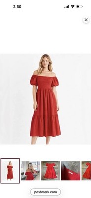 abercrombie smocked puff sleeve midi dress Abercrombie & Fitch Smocked Puff Sleeve Midi Dress