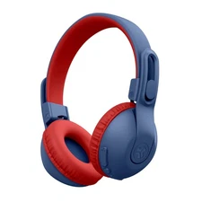 JLab JBuddies Studio 2 On-Ear Kids Wireless Headphones, Blue/Red, Volume Safe,