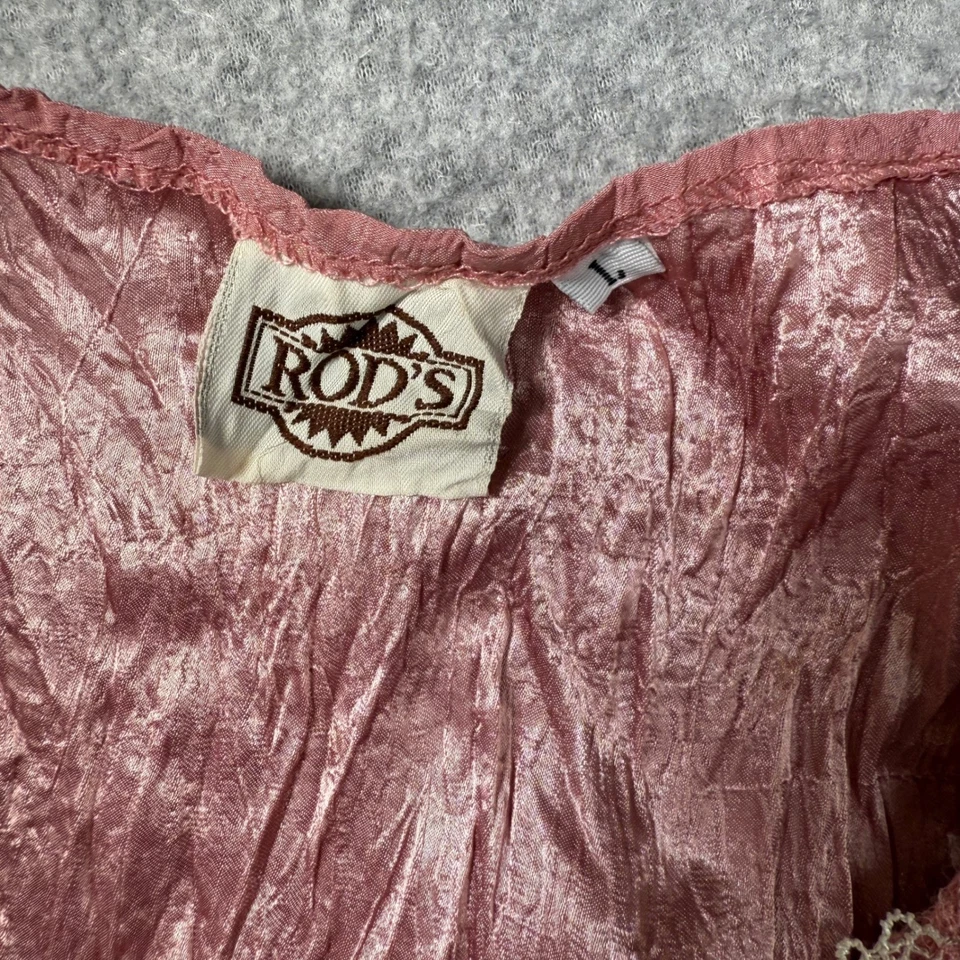 Blusa ROD'S Vintage Rosa Encaje Corsé Top Sin Mangas Seda Rayón Mujer Grande Y2K Foto 4 de 4