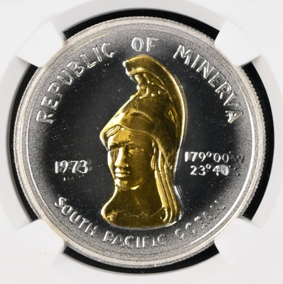 1973年　ミネルヴァ共和国　　硬貨　シルバー　ゴールド　24K 1973 Minerva $35 Bust Of Minerva Silver + Gold Coin - NGC MS 67 | eBay