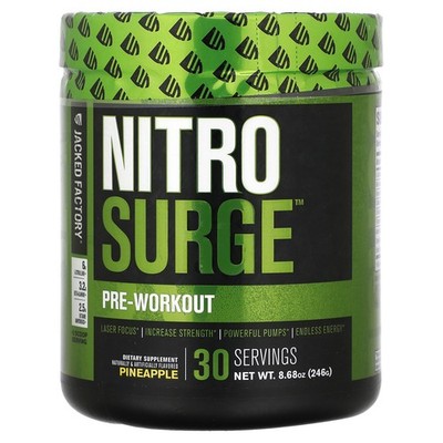 2 X Jacked Factory, Nitro Surge, Pre-Workout, Pineapple, 8.68 oz (24-Worldwide