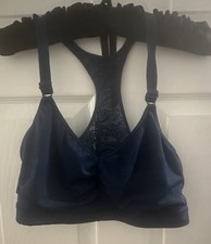 Hanes Navy Blue Seamless Racerback Sports Bra~ Lace Back~ Cute & Comfy