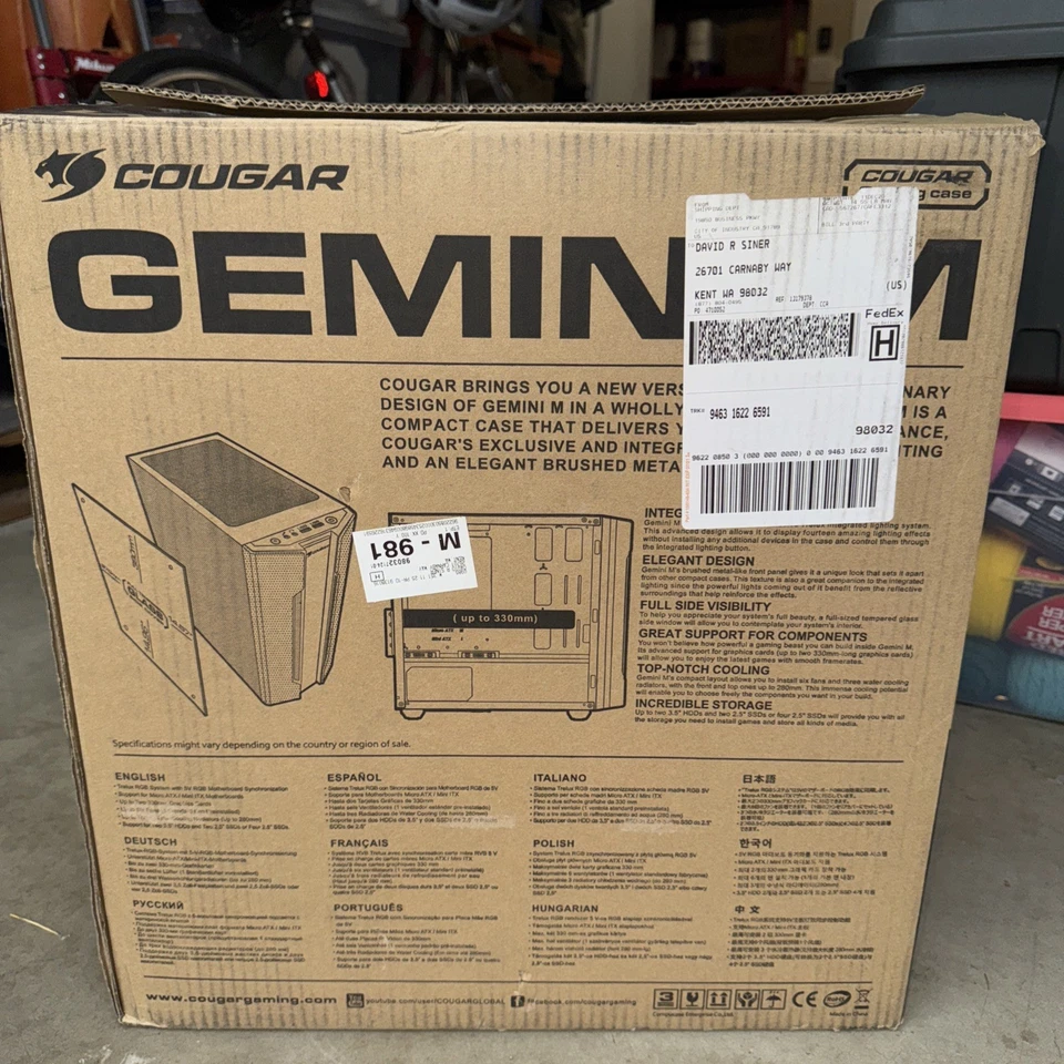 NIB COUGAR Gemini M-Iron Gray Iron Gray Computer Case Integrated Trelux RGB Ligh - Image 3 of 4