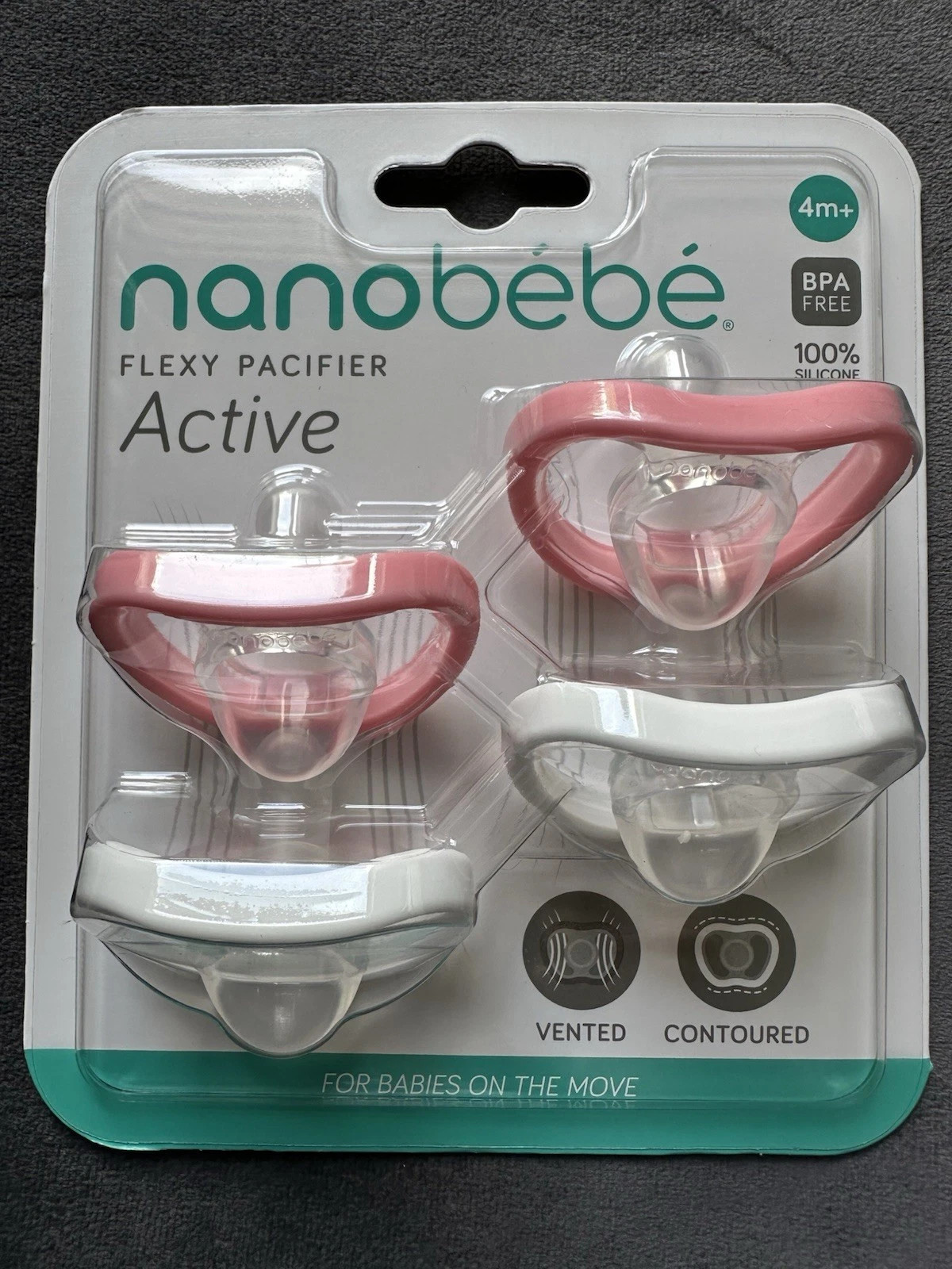 Nanobebe Active flexi pacifier 4 Pack pink/write 4m+ - BPA Free - SOLD OUT
Opens in a new window or 