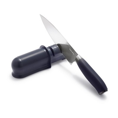 Titanium Dual-Stage Pull Through Sharpener, Serrated and Straight Blades, Rib...