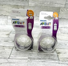 Brand New 2 Packs of 2 EA 4 Total Philips Avent 6M Natural Fast Flow Nipples