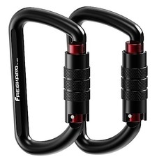 3inch 12kN-2698lbs Auto Locking Carabiner Clips, Solid D Shape, Black-2pcs