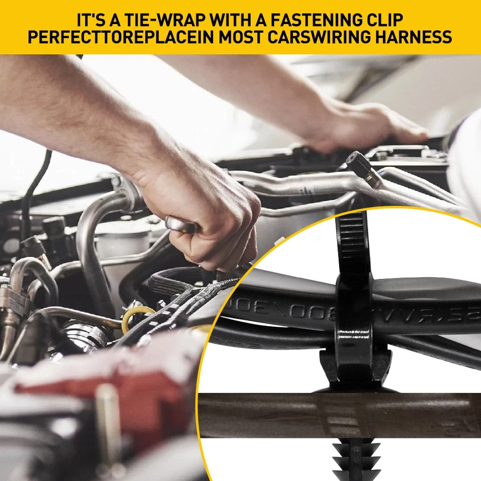 100X Bandas universales de nailon para cables Arnés de cables Línea Sujetadores de cremallera Clips Foto 3 de 4