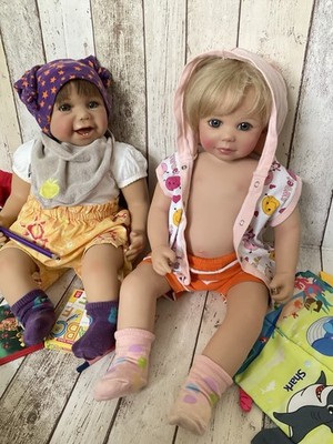 Set 2 Künstlerpuppen Sammlerpuppe Toddler Babypuppe, Reborn, wie echt, ORIGINAL 
