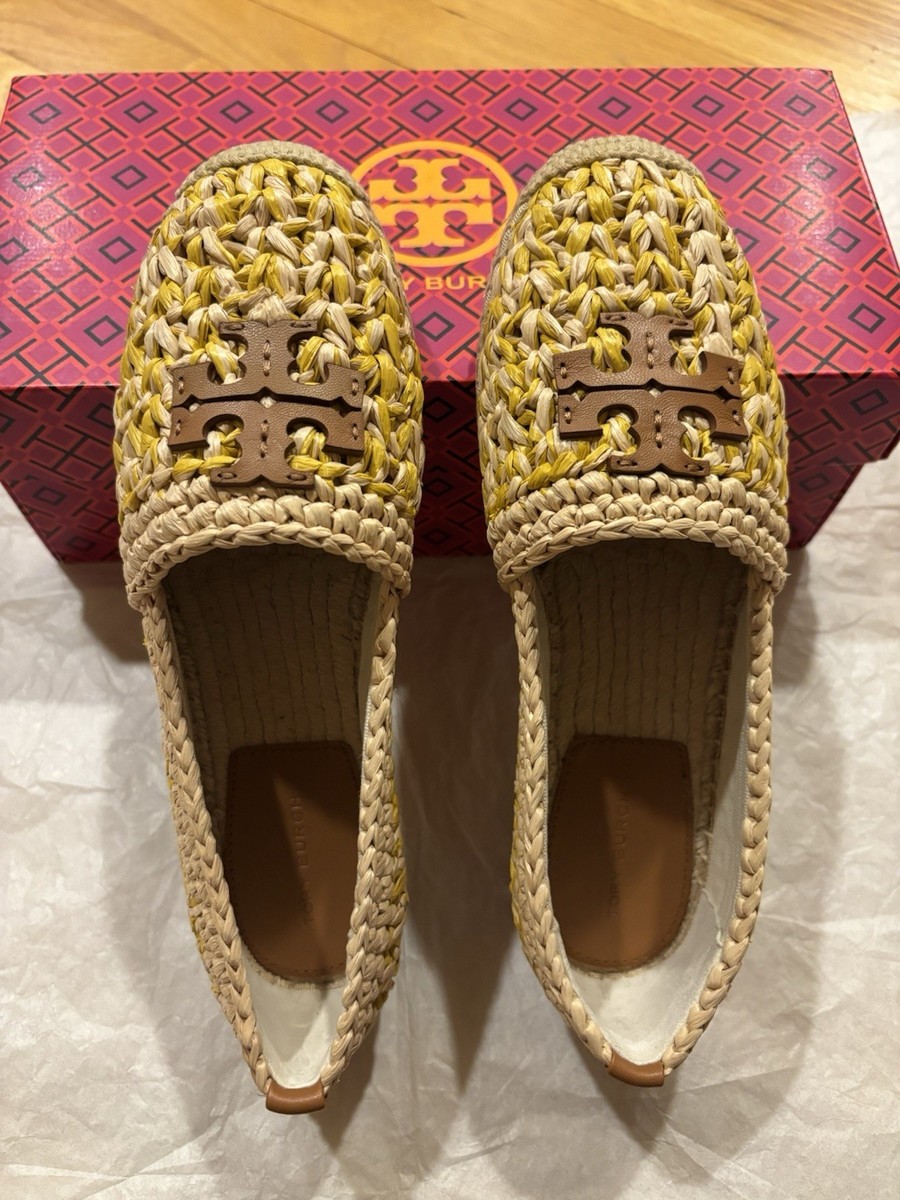 Tory Burch Everly Crochet Raffia Espadrille Multi Ambra 6.5 M $288