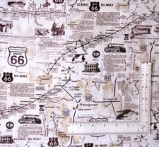 Route 66 Landmark Fabric - By The Yard - Travel Cotton Timeless Treasures C7529