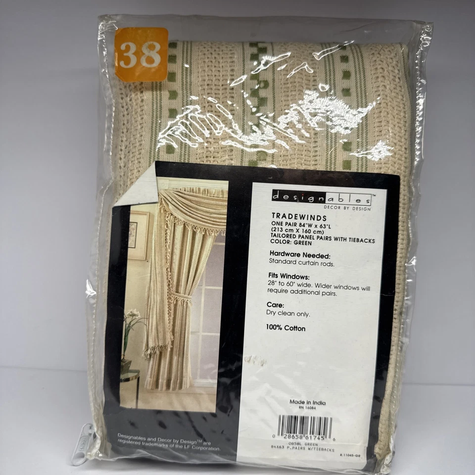 Designables Decoración Por Diseño Tradewinds Cortinas Un Par 84"W X 63"L Verde Foto 4 de 4