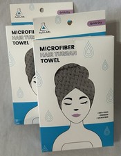 Two 2 Microfiber Hair Turban Ultra Absorbent Towel Quick Dry Anti Frizz 9  x25  