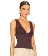 New 58 Free People Intimately Power Play Cami Brown XS Cocoa Tank Top NWT