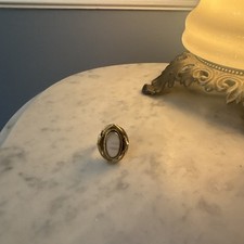 Gold Tone Cocktail Ring Size 7 with Oval Whit...