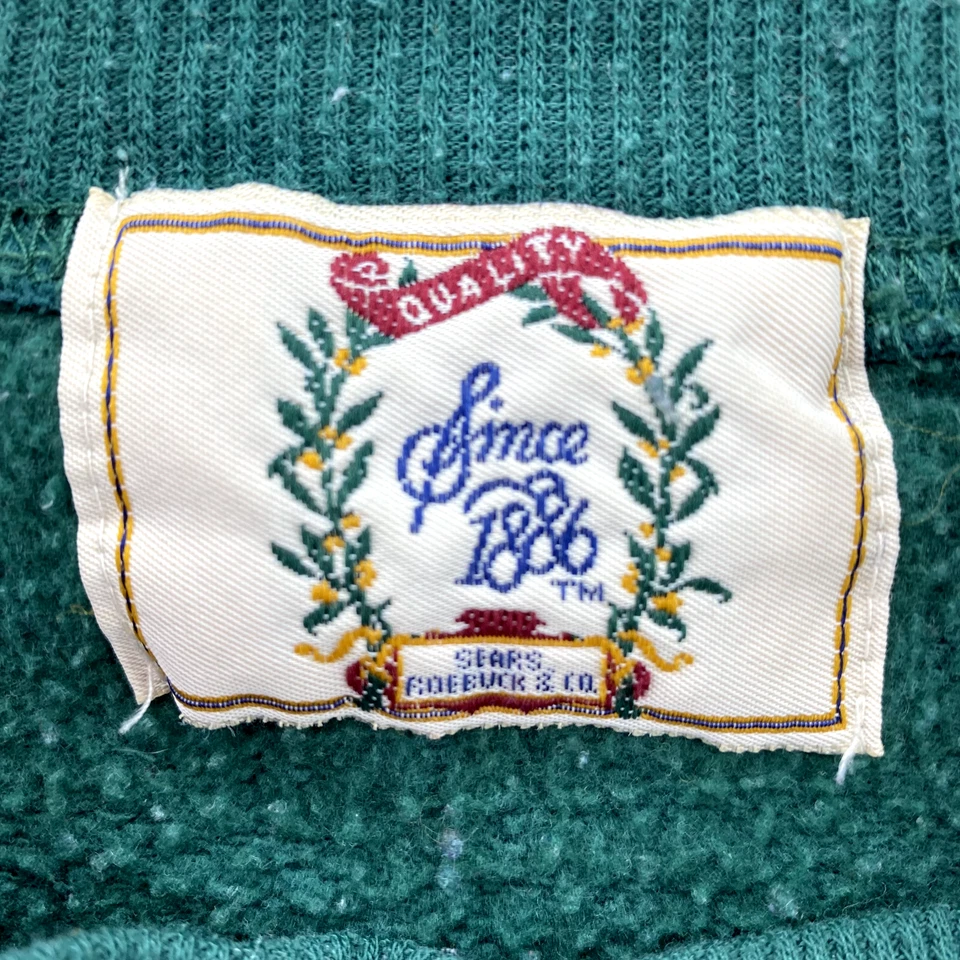 Vintage Sears Crewneck Sweater Men Medium Teal Colorblock 90's Grandpa Retro Y2k - Image 2 of 4