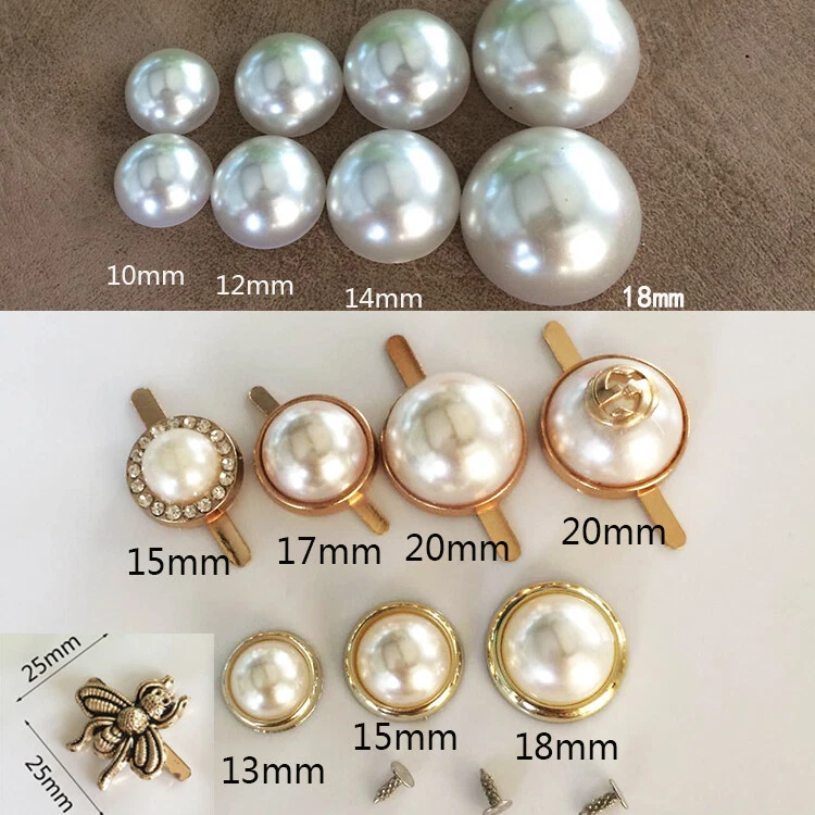 Pearl Buttons with Shank, Pearl Metal Buttons for Clothing Decorations DIY Craft - Image 2 of 4