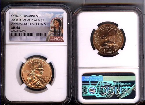 2008-D  FROM  ANNUAL DOLLAR SET Sacagawea  NGC MS68 - Gem  LOW POP