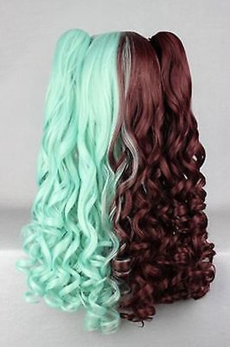 NEW Long Multi-color Wavy Curly Lolita Style Cosplay Wigs Clip 2 Ponytails - Picture 5 of 7