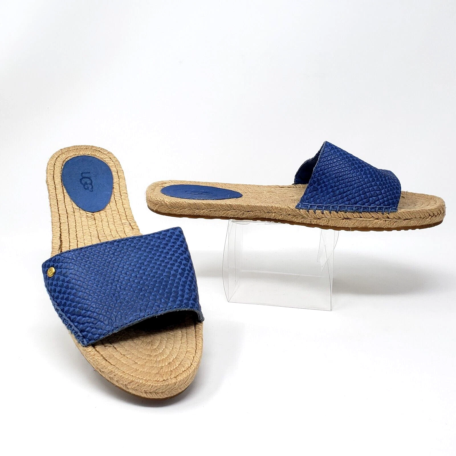 Sandali UGG Exotic Cherry taglia 7 pelle in rilievo iuta espadrillas scivoli