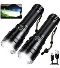 2 Pk. Lemihui Super Bright Rechargeable LED Flashlights High 150000 Lumens  