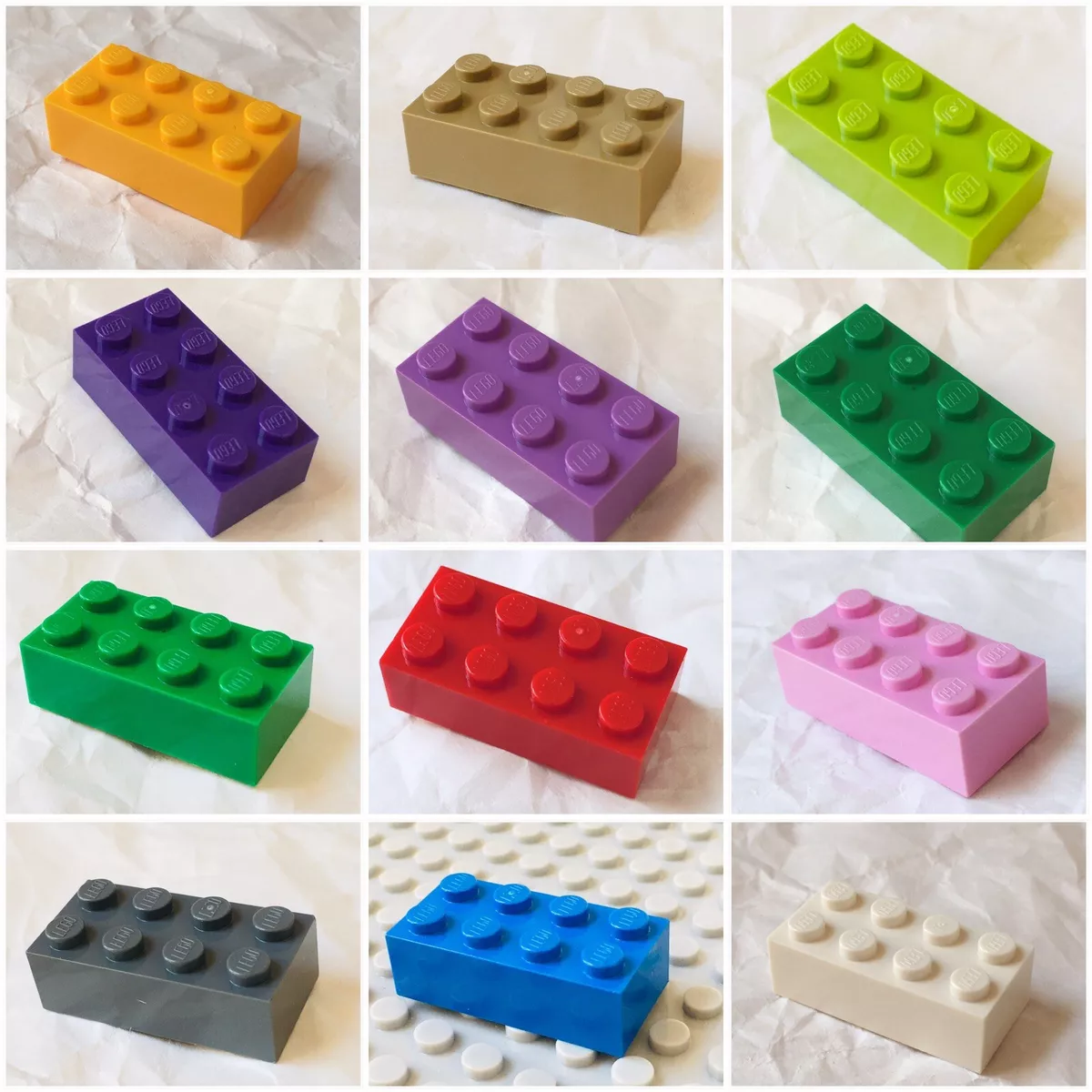 LEGO Brick 4 x 2 x 2 Building Brick 40 Pcs Red, Blue, Pink, Purple, Green.  L-143