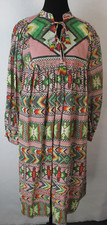 New $250 FARM RIO Amulet Midi Dress Puff Sleeve size M, Multi color (K)