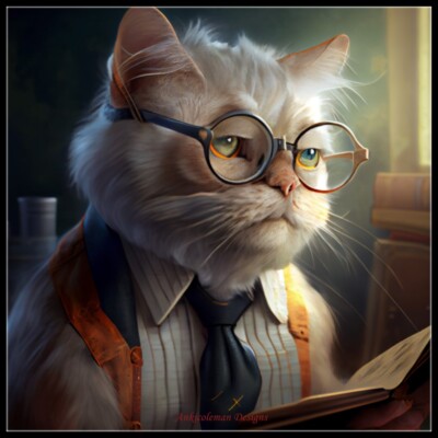 Scholar Cat 2 - DIY Chart Counted Cross Stitch Patterns Needlework DMC Color