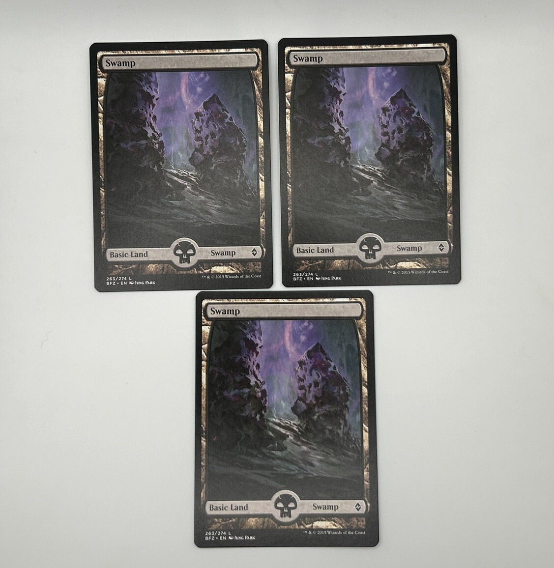 3x Swamp - Full Art Basic Land Battle for Zendikar Magic MTG 263/274 NM BFZ