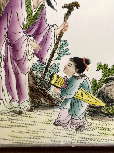 Antikes Paar chinesische Famille Rose Porzellan Plakate 19. Jahrhundert - Bild 5 von 19