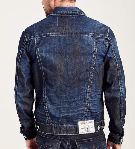 $392 NWT TRUE RELIGION SzXL TRUCKER GREY PHANTOM SUPER T JACKET HIDDEN MIDNIGHT - Picture 2 of 8