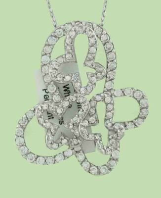 LAB-CREATED WEISSE SAPHIRE 2 kt ANHÄNGER HALSKETTE .925 Sterlingsilber - Neu mit Etikett