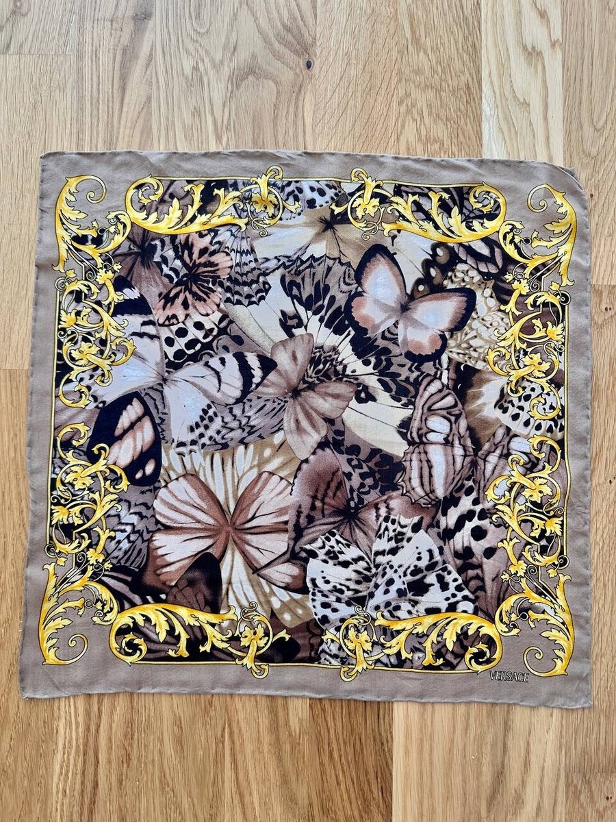 Versace Butterfly Logo 100% Silk Scarf Size Small | eBay