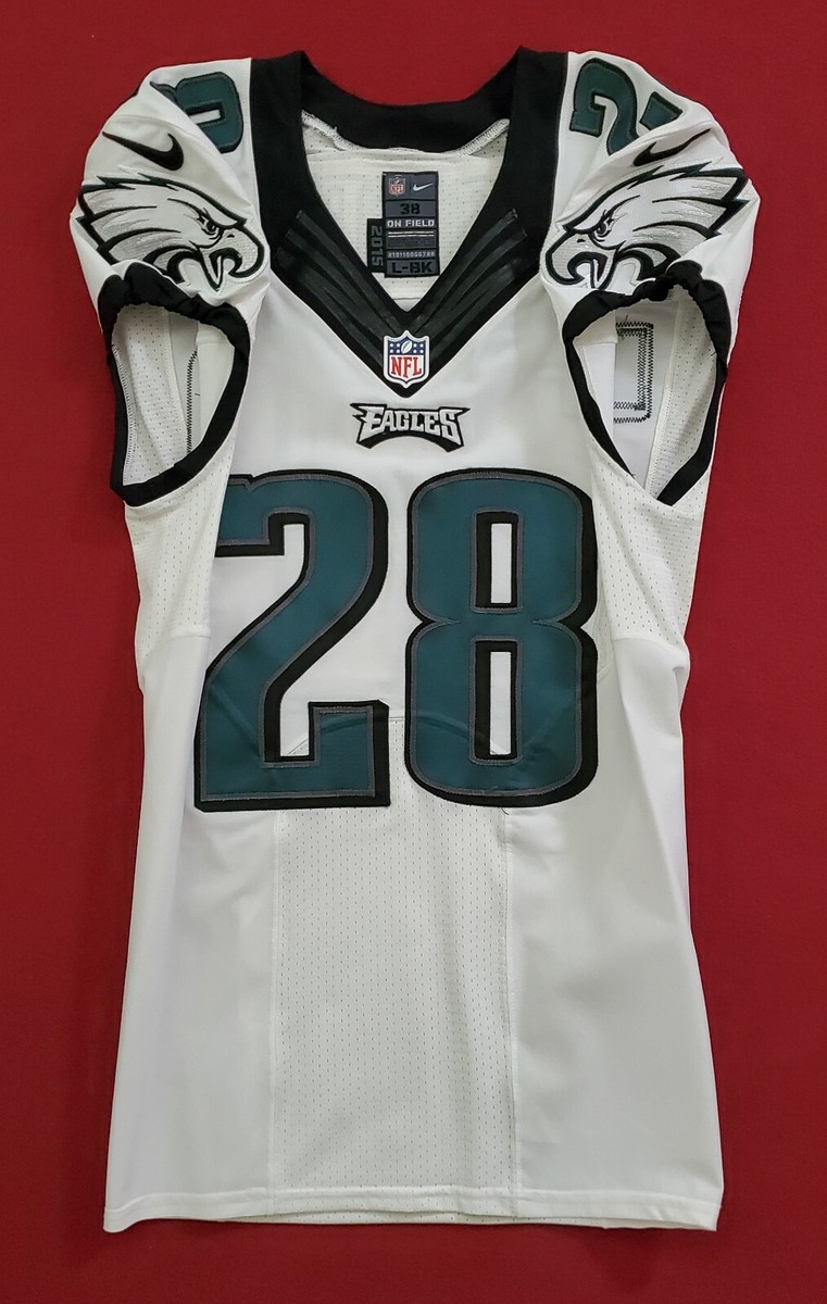 28 Mostert of Philadelphia Eagles NFL Game-Issued Road Jersey