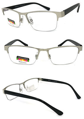 Metal Frame Progressive Reading Glasses 3 Power Strengths in 1 Reader Half Rim