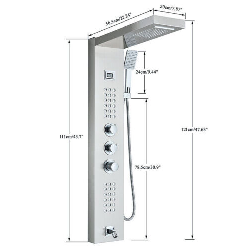 Thermostatic Shower Panel Column Tower Waterfall Bathroom Massage Body Jets UK - Picture 31 of 41