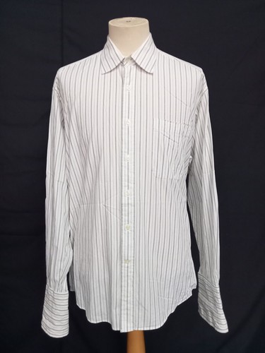 Vtg 80's Cristian Dior French Cuff Men's Dress Shirt 16-43/35 White Gray Striped - 第 3/10 張圖片