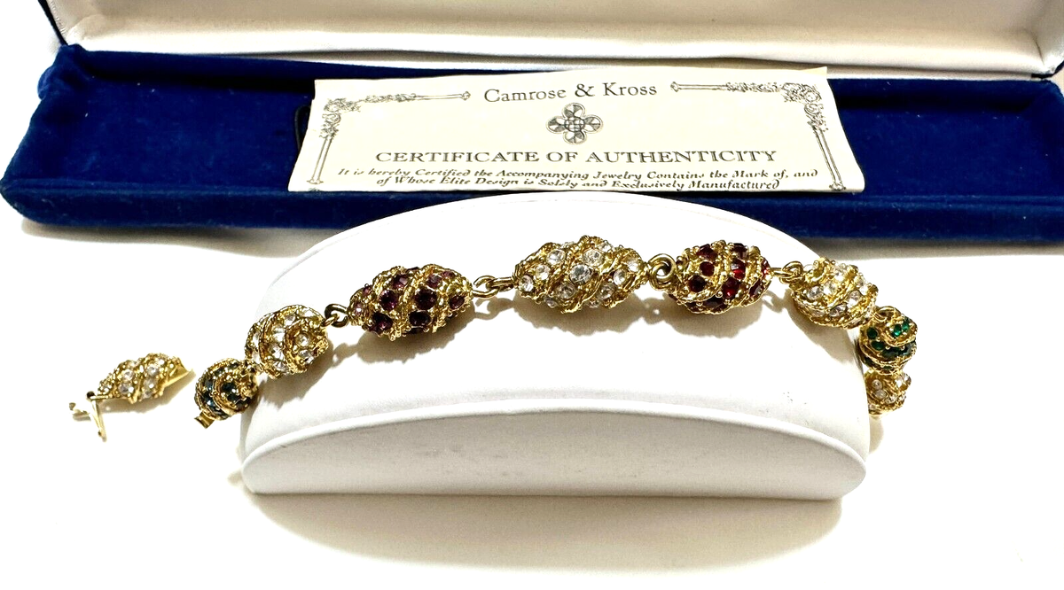 JACKIE KENNEDY CAMROSE KROSS SWAROVSKI CRYSTAL EGG GOLD TONE